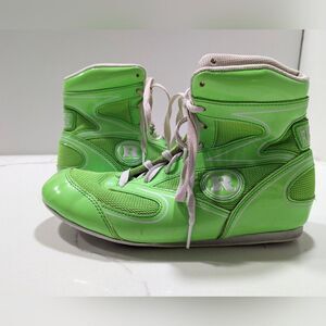 Ringside Diablo Boxing wrestling leather Shoes neon Green size 5 . Breathable